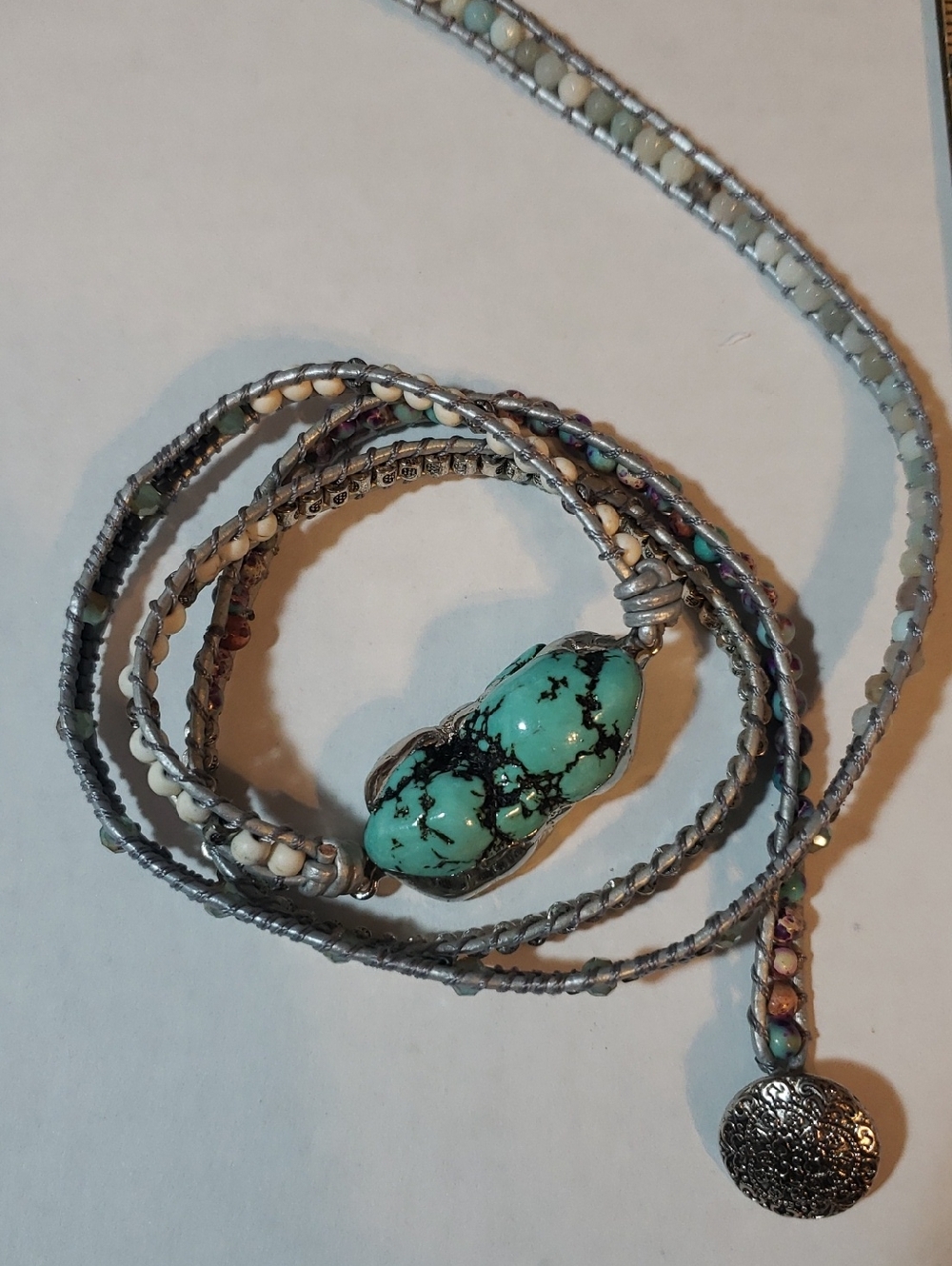 Cape Diablo Healing Protection Beaded Wrap Bracelet Howlite Amazonite Jasper